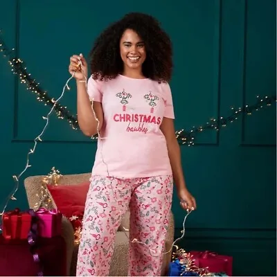 Buy New Avon Pink Bauble PJ's Pyjamas Size Large 16/18 Sealed With Tags • 7.89£