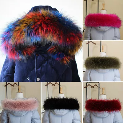 Buy Faux Fur Collar Trim Hoodie For Hood Collar Shawl Down Coat Hood Warm Scarf New • 7.85£