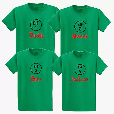 Buy Elf Family T-shirts Matching Christmas T-shirt Personalised Kids Adults Xmas • 7.49£