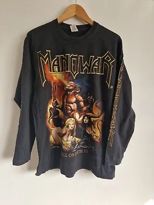 Buy Vintage Long Sleeve Tshirt Manowar Hell Of Earth III - 2003 - Ragnar - Size 'M' • 189£
