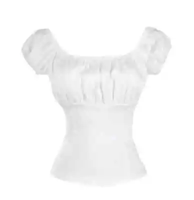 Buy Pinup Girl Clothing Pinup Couture Peasant Top White Large • 20£
