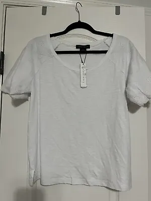 Buy Sanctuary White Tshirt With Eyelet Sleeves, Size Large , NWT • 21.72£