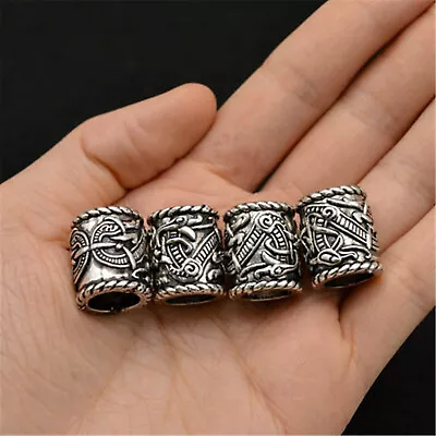 Buy 1x Retro Silver Viking Knot Bead Beard Beads For Bracelet Necklace Craft 8-18mm • 4.15£