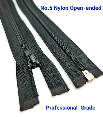 Buy Black Nylon Zips No5 Open Ended   Medium Weight Suitable For Jackets Coats Plus • 4.49£