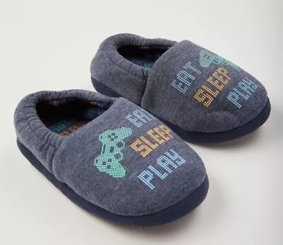 Buy Boys Gaming Slippers Nutmeg Navy Soft Cosy Gift Nightwear Footwear Easy On BNWT • 4.95£