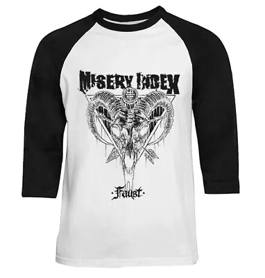 Buy Misery Index Faust Raglan Baseball 3/4 Long Sleeve Shirt S-XXL Official Merch • 28.72£