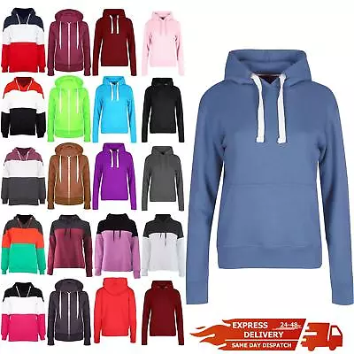 Buy Womens Hoodies Ladies Long Sleeve Fleece Knit Side Pockets Jumper Top Sweatshirt • 7.99£
