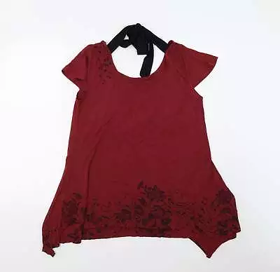 Buy Full Volume Womens Red Viscose Basic T-Shirt Size L Scoop Neck • 5.75£