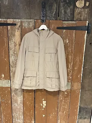 Buy UniQlo Parka Jacket Coat Beige Fleece Lined Pockets Hooded Full Zip Men's Small • 18.49£