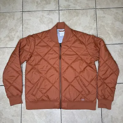 Buy Dickies Womens Orange Long Sleeve Pockets Quilted Full Zip Bomber Jacket Size L • 19.20£