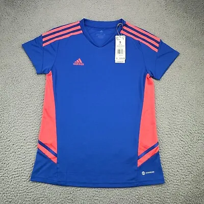 Buy Adidas Training Shirt Womens Small Predator Blue Pink Short Sleeve Jersey Gym • 15.11£