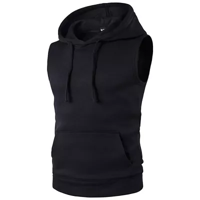 Buy Mens Sleeveless Hoodie Hooded Sweatshirt Vest Fitness Gym Sports Tee Tank Tops • 15.78£