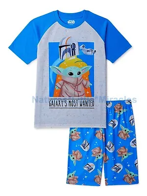 Buy Baby Yoda Boys Pajamas Star Wars Mandalorian Shirt Shorts Summer Set Size 4 - 12 • 17.25£