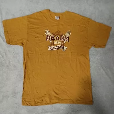 Buy Gildan T Shirt Mens L Mustard Ultra Cotton Realm Of Music Festival Colorado Camp • 21.90£