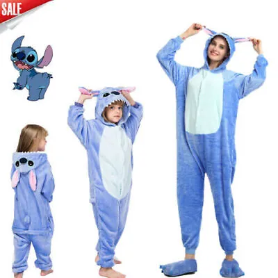 Buy Cartoon Animal Pajamas Kid Blue Stitch Sleepwear Cosplay Costume Xmas Party Suit • 8.99£