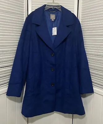 Buy J. Jill Womens 1X Wool Blend Pea Coat NWT Blue Fully Lined Jacket Pockets • 37.71£