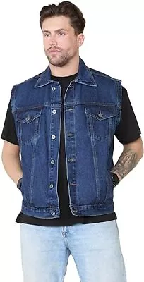 Buy Men's Sleeveless Denim Gilet Jacket Slim Fit Waistcoats Jeans Retro Biker Vest • 23.99£