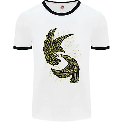 Buy The Viking Raven Symbol Odin Ragnar Tribal Mens Ringer T-Shirt • 8.99£