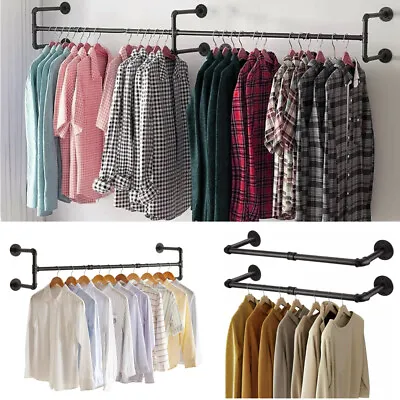 Buy Industrial Pipe Clothes Rail Rack Wall-mounted Iron Garment Pipe Hanging Rod UK • 11.99£