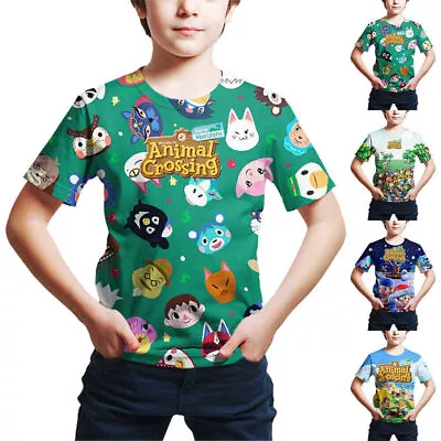 Buy AnimalCrossing T-Shirt Kids Boys Girl Short Sleeve Shirts Summer Tops Tee Blouse • 7.03£