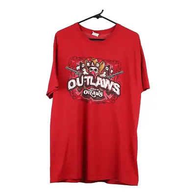 Buy World Of Outlaws Jerzees Graphic T-Shirt - Large Red Cotton • 22.70£
