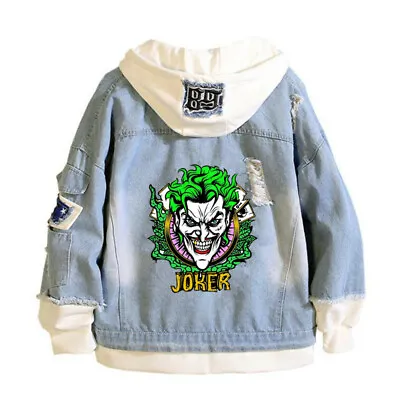 Buy The Joker Dark Knight Denim Jacket Casual Hoodies Bomber Jeans Slim Fit Coat • 45.29£
