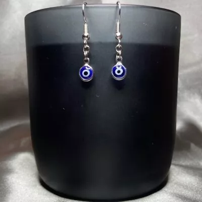 Buy Handmade Silver Blue Boho Evil Eye Earrings Gothic Gift Jewellery • 4£
