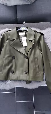 Buy M&S Ladies Faux Leather Jacket Green Size 12 New • 25£