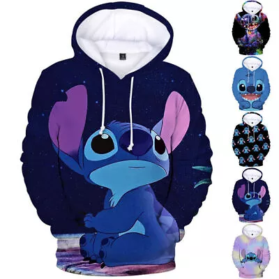 Buy Lilo & Stitch Cartoon Print Hoodie Sweatshirts Hooded Pullovers Kids Jumper Tops • 10.80£