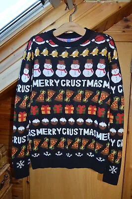 Buy Divided H&M Christmas Jumper, Size M, Merry Crustmas, Pizza, Long Sleeve • 5£
