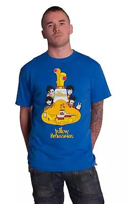 Buy The Beatles T Shirt Yellow Submarine Band Logo New Official Mens Blue • 17.95£