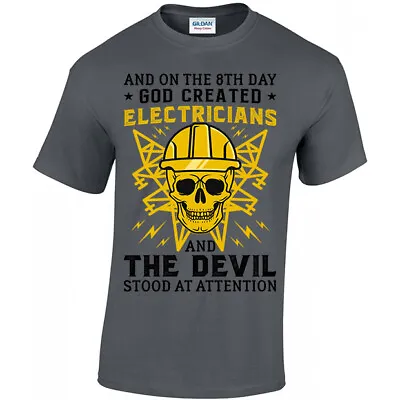 Buy God Created Electricians And The Devil Stood At Attention, T-shirt Unisex, Skull • 14.95£