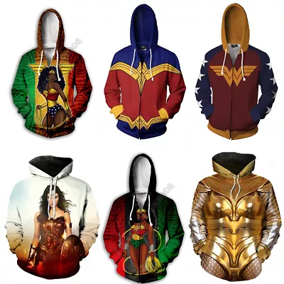 Buy Cosplay Wonder Woman 3D Hoodies Superhero Adult Sweatshirts Jackets Coat Costume • 13.20£