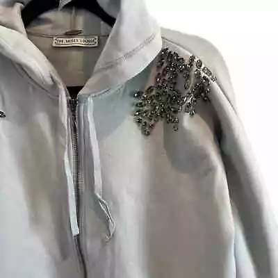 Buy NWOT - The Muses Lounge Embellished Grey Zip Up Hoodie Size XS • 37.89£