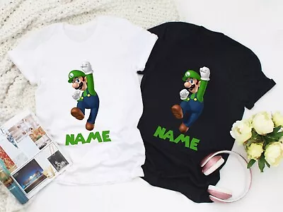 Buy Personalised Super Luigi Name T-Shirt, Mario Video Game Unisex Kids Adult Shirt • 11.99£
