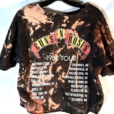 Buy Guns And Roses Tee Shirt Size Large Rock Metal Acid Wash T-Shirt Cropped 1988 • 34.74£
