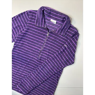Buy Columbia Women's XS Purple Stripe Fleece Quarter Zip Pullover Outdoors Jacket • 11.52£