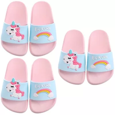 Buy  3pcs Cartoon Unicorn Pattern Slipper Anti Children Slippers For Boy Girl (Pink • 21.16£