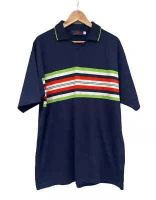 Buy Vintage Joe Bloggs Polo Shirt Top Tshirt Striped Size Large, Navy, Retro • 14.99£