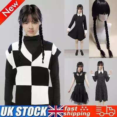 Buy Women Wednesday Addams Costume Dress Single Breasted Gothic Style Party Clothing • 8.79£