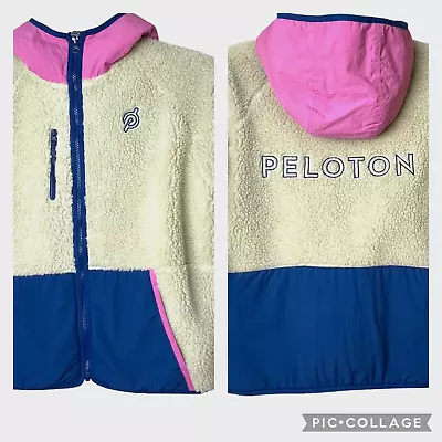 Buy Peloton Sherpa Full Zip Jacket Women’s S Color-Block Hooded Embroidered P204-202 • 52.46£