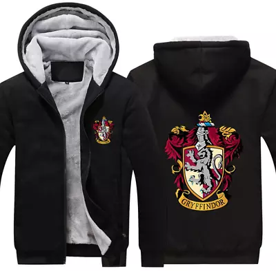 Buy Gryffindor School Logo Thick Zipper Jacket Unisex Winter Fleece Warm Sweatshirt • 44.39£