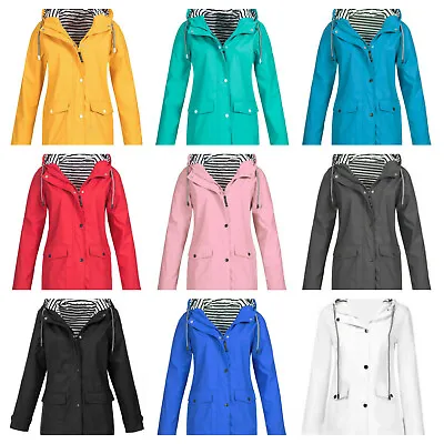 Buy Plus Size Womens Waterproof Raincoat Windproof Rain Jacket Coat • 12.99£