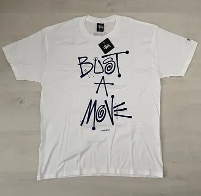 Buy Brand New Stussy X Delicious Vinyl Bust A Move Printed T Shirt White L  • 40£