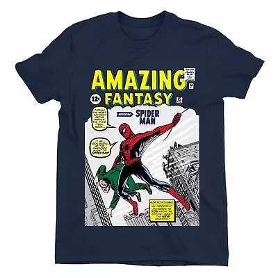 Buy Spiderman Amazing Fantasy Comic Book Men's Navy T-Shirt • 18.99£