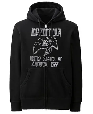 Buy Official Led Zeppelin USA 77 Zip Up Black Hoodie Hooded Led Zeppelin Sweatshirt • 37.95£