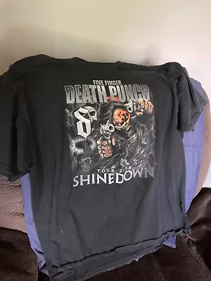 Buy Five Finger Death Punch Shinedown Rock Tour 2018 Concert Logo T Shirt • 20.37£