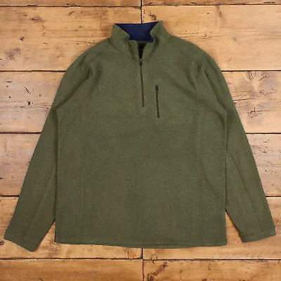 Buy Vintage L.L.Bean Fleece Jacket L Gorpcore 1/4 Zip Green Outdoor Hiking • 22.67£