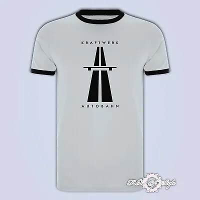 Buy KRAFTWERK Tribute  AUTOBAHN RETRO TECHNO Mens T-shirt Ringer White • 11.95£