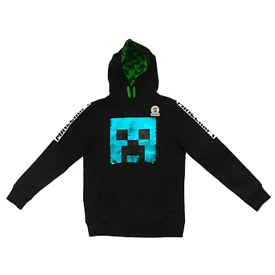 Buy Minecraft Creeper Reversible Sequin Black Hoodie Boys 7-16 Years Green & Blue • 12.99£